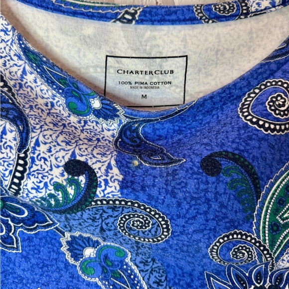 Paisley Blue Women's Top | Cotton-Cool-Go-To-Top | Size Medium | EUC - Picture 10 of 10